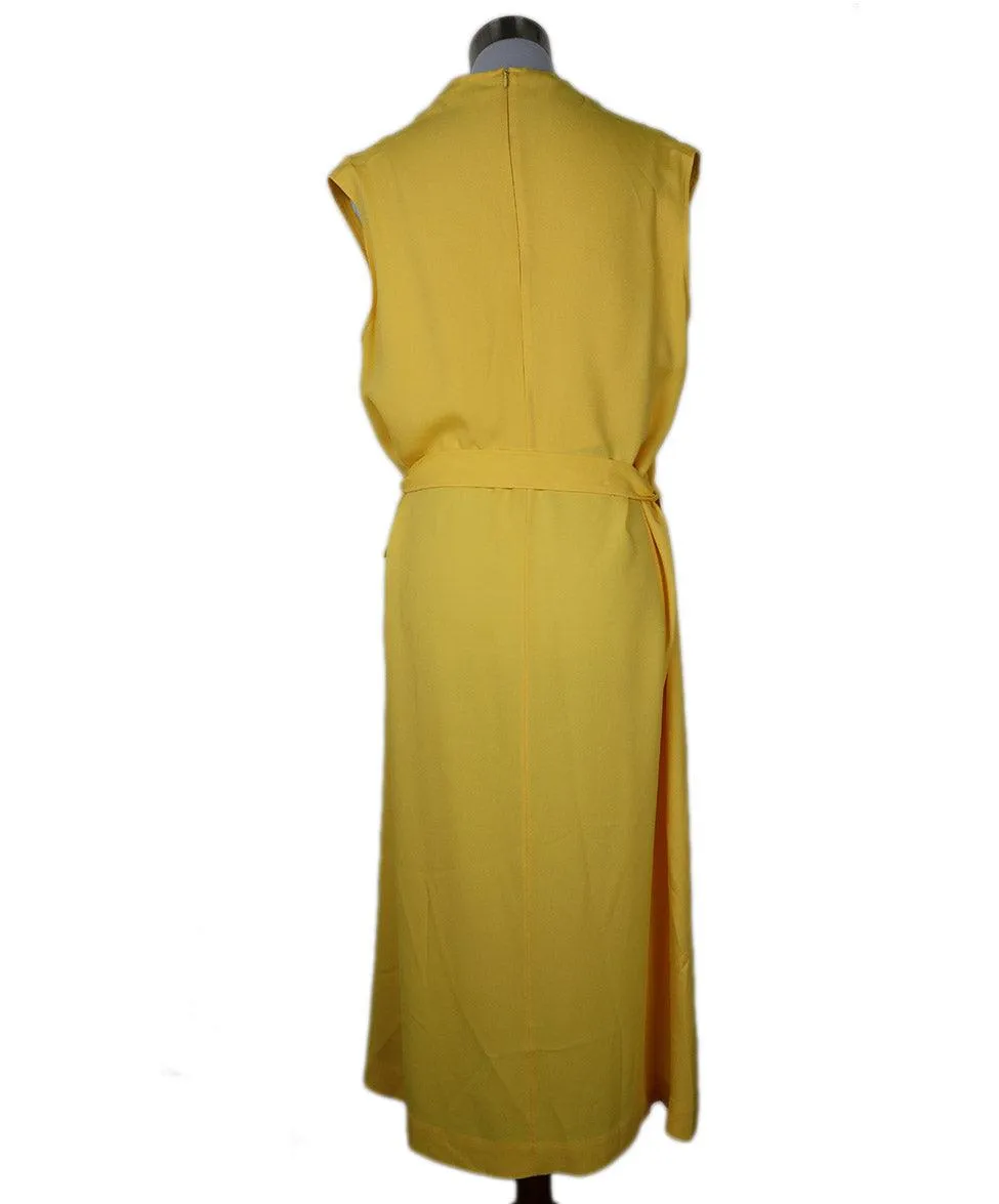 Hermes Yellow Silk Dress w/ Belt sz 8