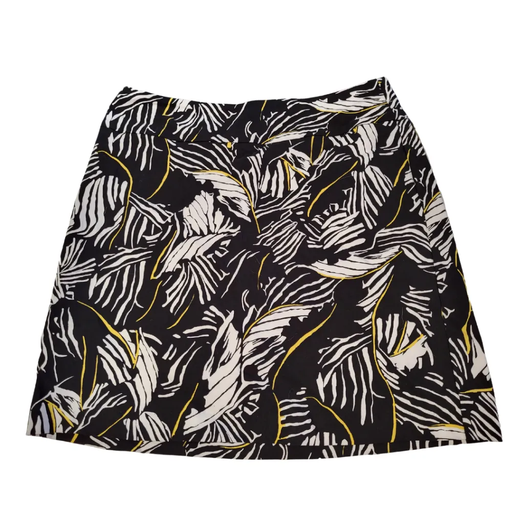Holland Ave Black & White Tropical Foliage w/ Yellow Accent Skort Size M