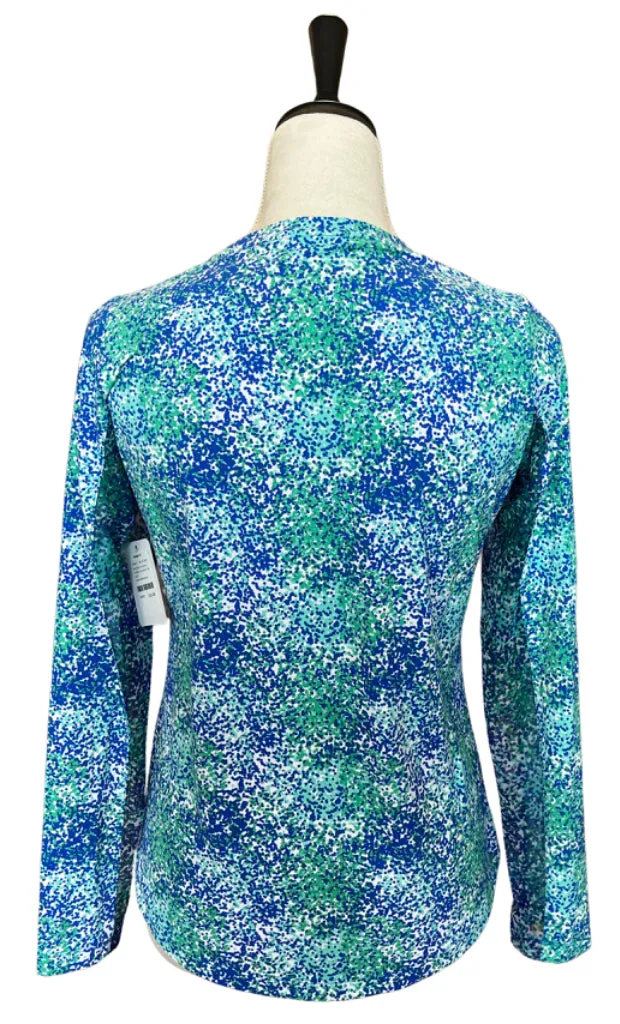 Ibkul Blue and Green Dotted Long Sleeve Top Size S