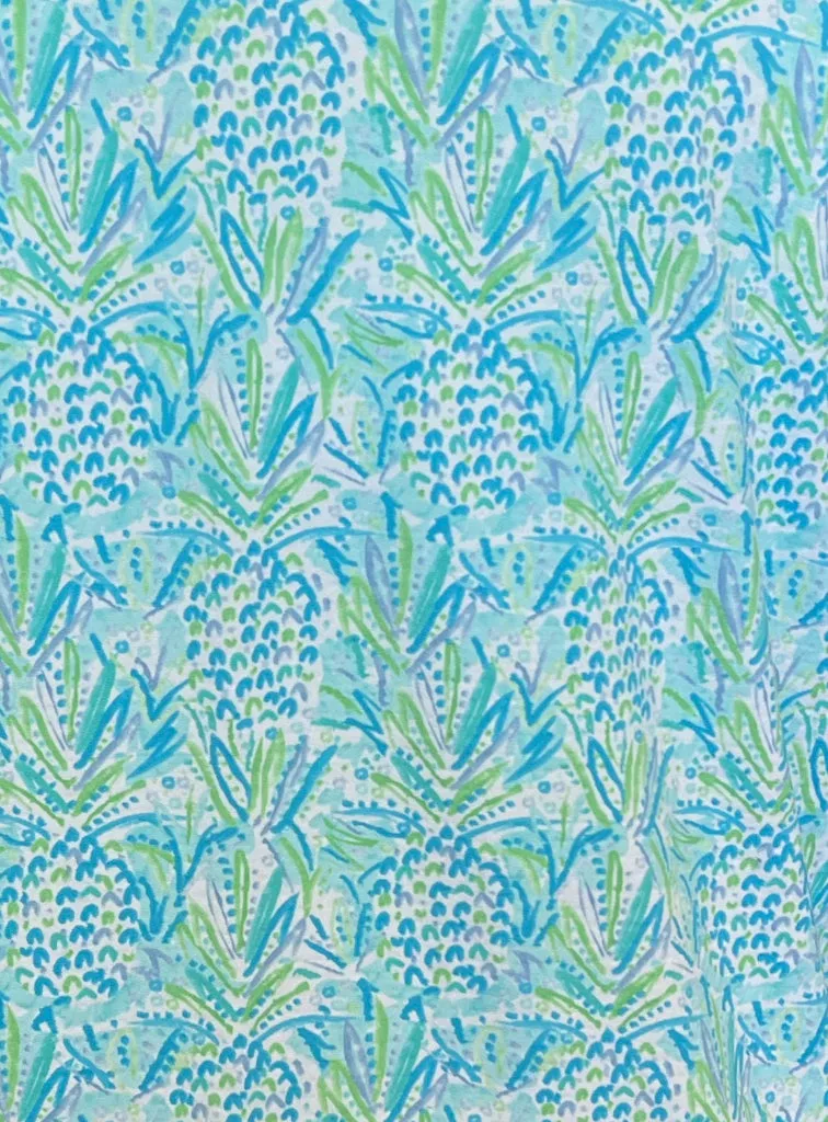 Ibkul Blue and Green Pineapple Print 1/4 Zip Pullover Size XXL