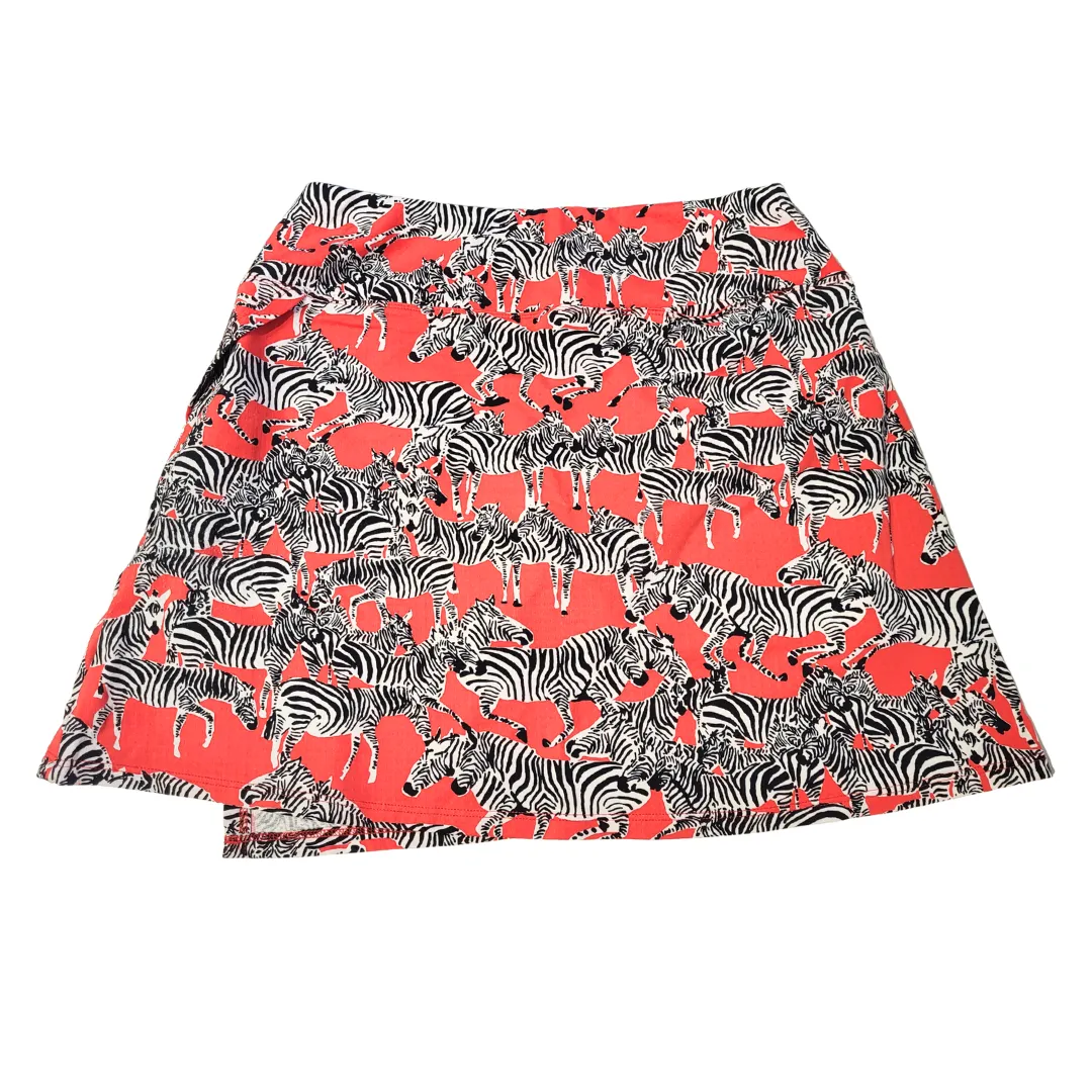 Ibkul Red Zebra Faux Wrap Women's Golf Skort Size S MSP$101