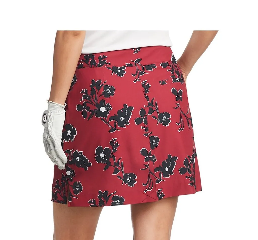 Izod Floral Skort in Dark Red & Black Size 12