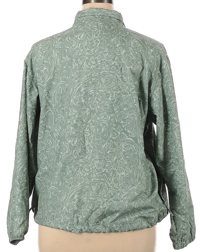 Izod Moss Green Zip Pullover Wind Shirt Size XL Size M