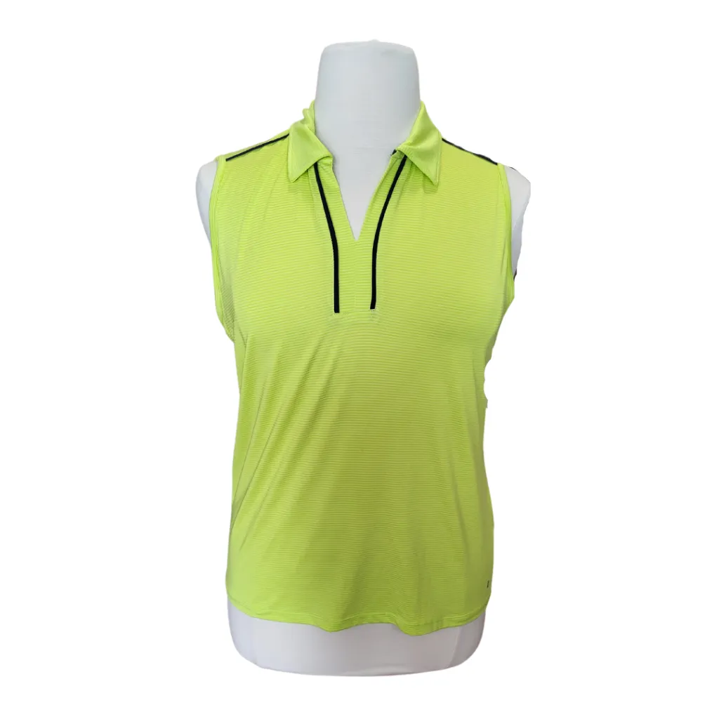 Izod Neon Yellow Striped Sleeveless Golf Polo w/ Black Trim Size XL MSp$60