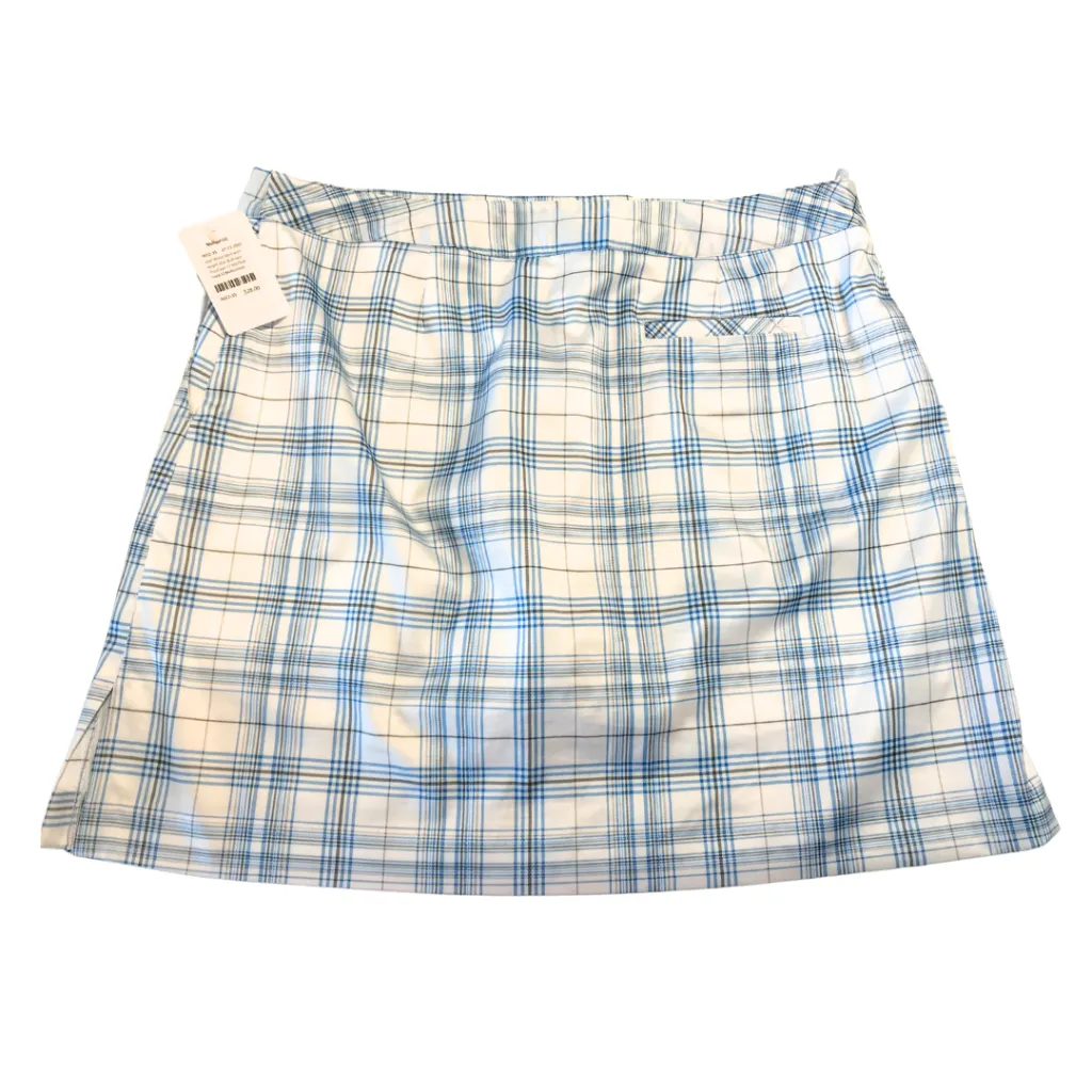 Izod White Skort with Bright Blue & Brown Plaid Size 12 MSP$64