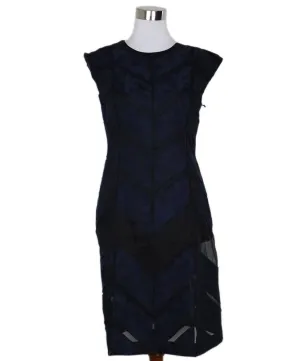 J. Mendel Blue & Black Wool Dress sz 8