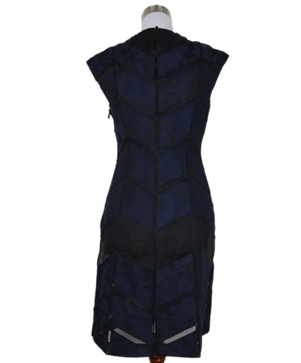 J. Mendel Blue & Black Wool Dress sz 8