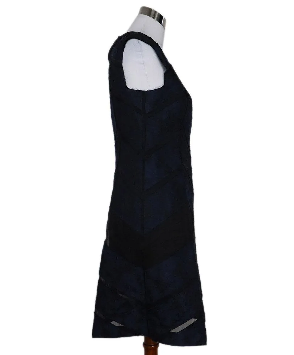 J. Mendel Blue & Black Wool Dress sz 8