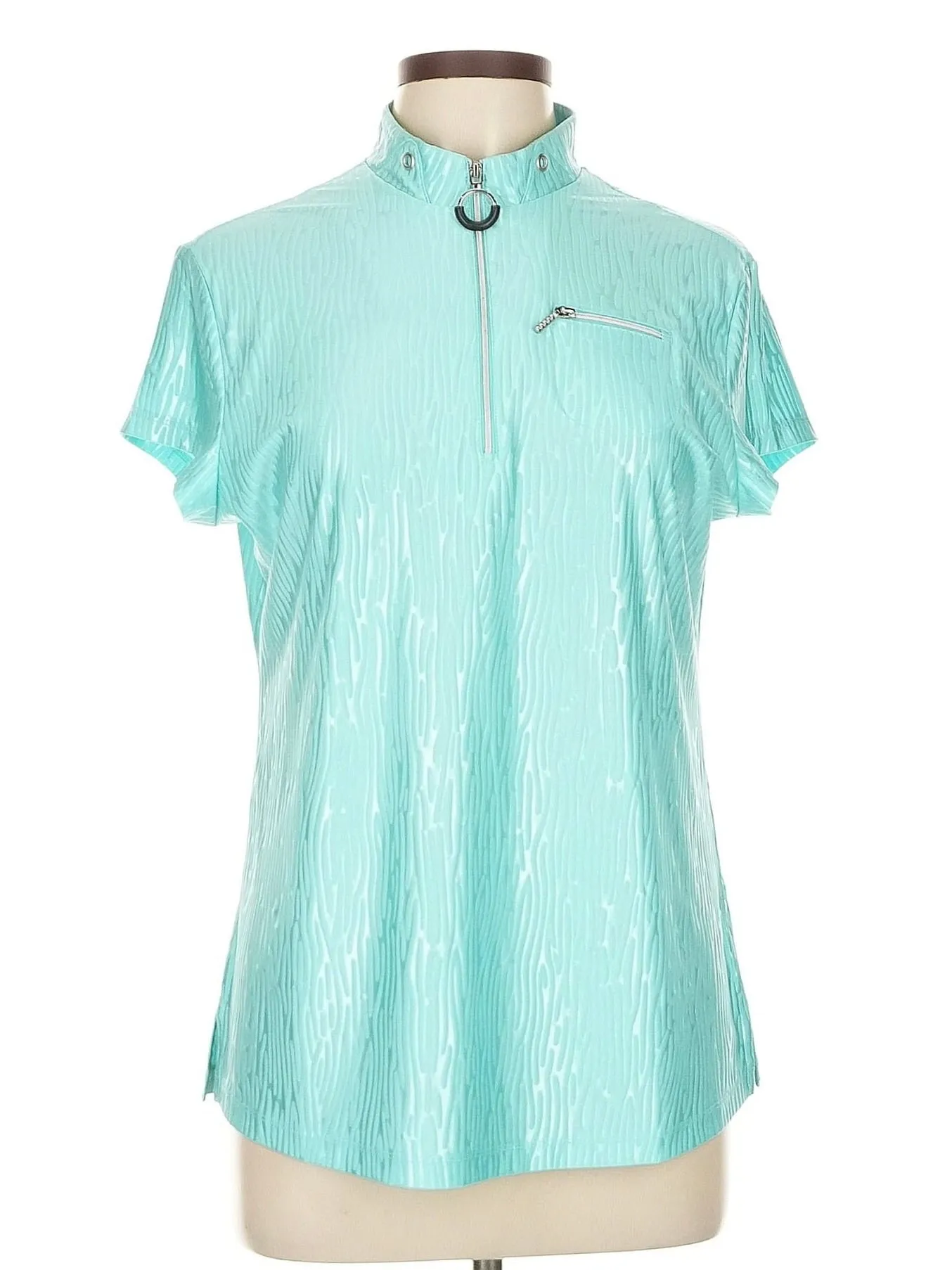 Jamie Sadock Aqua Textured Short Sleeve Golf Top Size L MSP$98