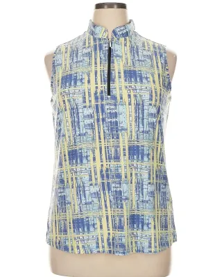 Jamie Sadock Blue & Yellow Pastel Print Sleeveless Golf Top.Size XL MSP$90