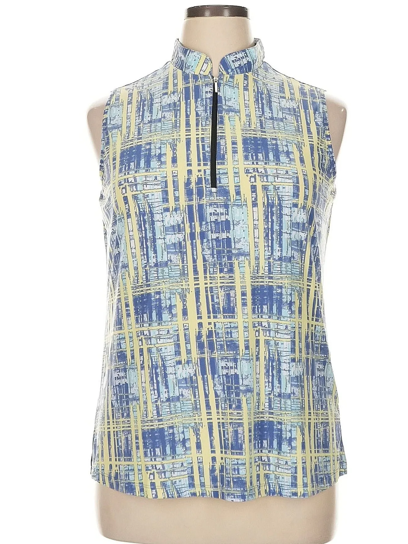 Jamie Sadock Blue & Yellow Pastel Print Sleeveless Golf Top.Size XL MSP$90