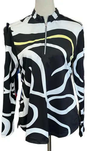 Jamie Sadock Simplicity Black & White Half Zip Pullover Size M
