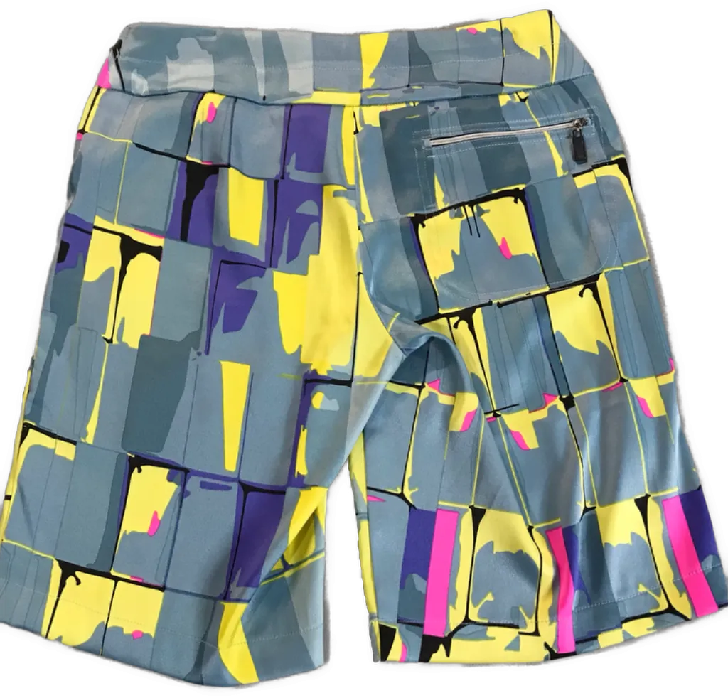Jamie Sadock Women's Golf Shorts Gray w/Multicolored Abstract Pattern Size 2