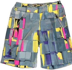 Jamie Sadock Women's Golf Shorts Gray w/Multicolored Abstract Pattern Size 2
