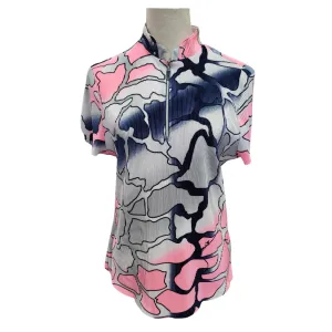 Jamie Sadock Women's Navy, Gray & Pink Print Crunch Golf Top Size M MSP$96