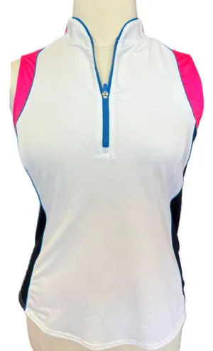 Jofit White, Pink & Blue Sleeveless Women's Golf Top Size XL