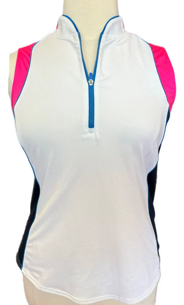 Jofit White, Pink & Blue Sleeveless Women's Golf Top Size XL