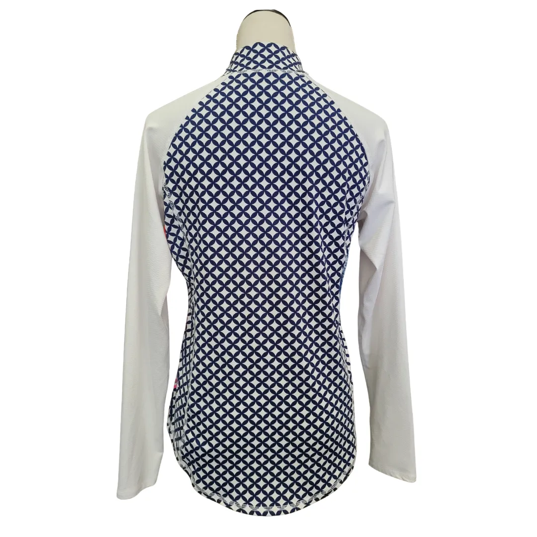 Jofit Women's White & Blue Print Raglan Pullover Size S MSP$90