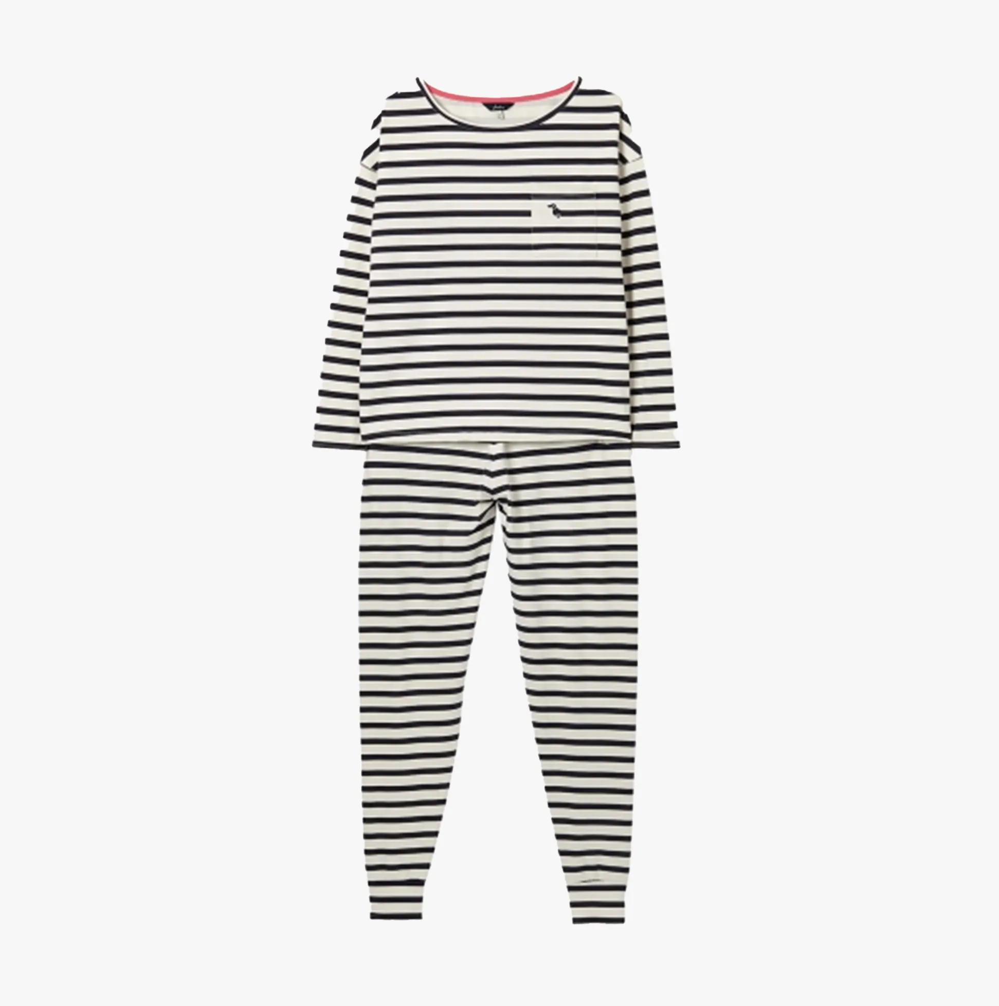 Joules DREAMLEY Womens Cotton Pyjamas Cream Sausage Dog Stripe