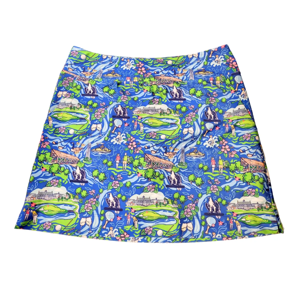 Katherine Way Blue Golfer Print Skort Size M MSP$98