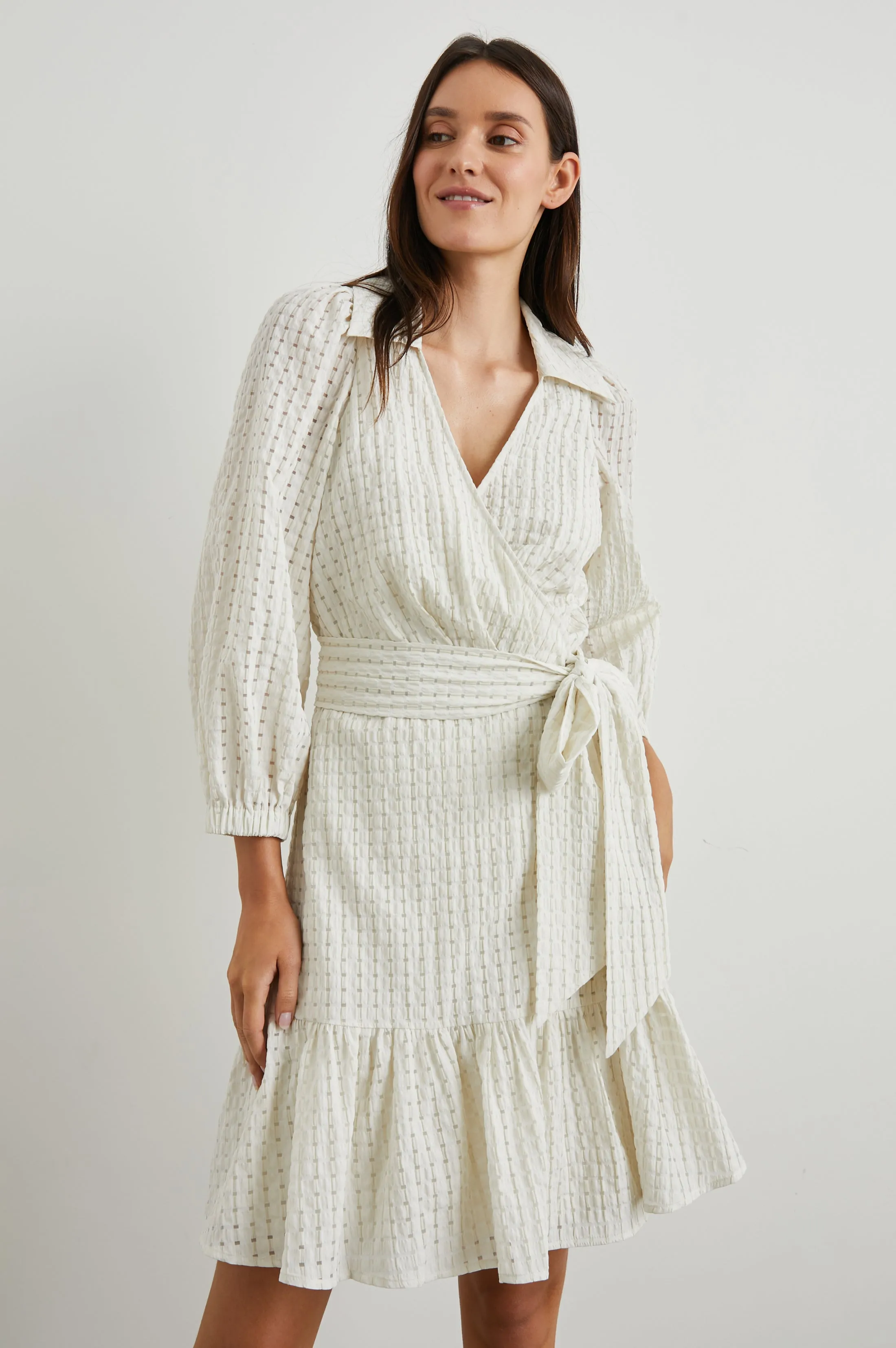 KIARA DRESS - IVORY SEERSUCKER Rails