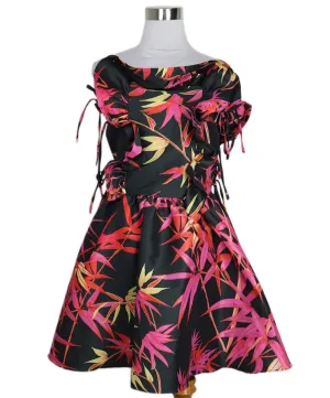 Kika Vargas Black & Multi Print Dress sz 2