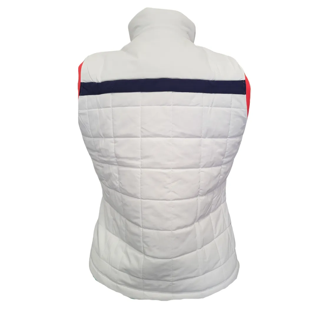 Kinona White, Red & Navy Full ZIp Puffer Golf Vest Size L MSP$146