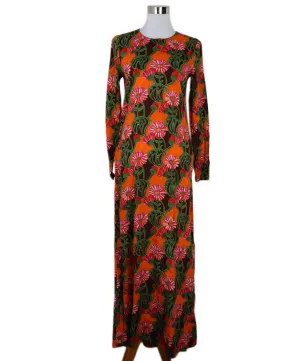 La Double J Brown Orange & Green Print Dress sz 4