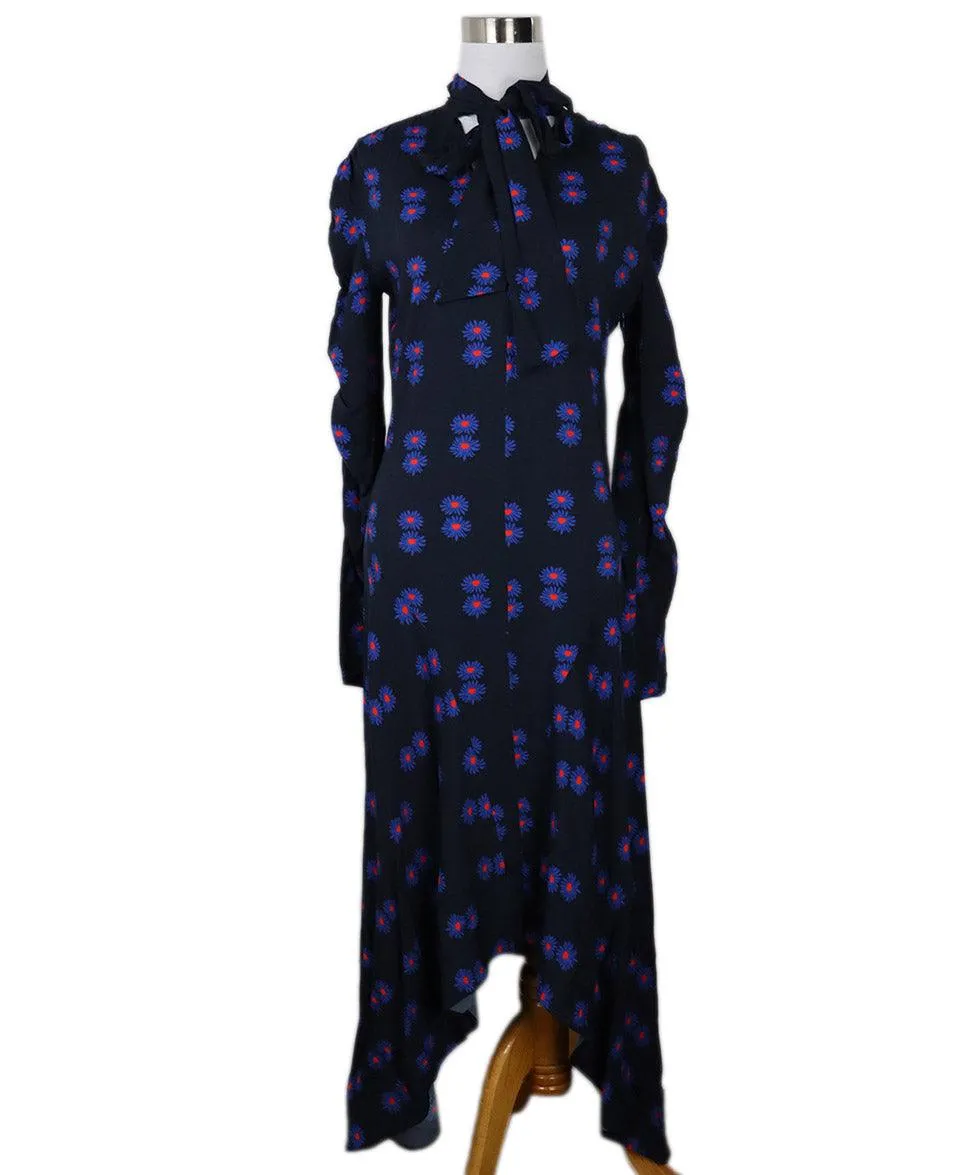 La Double J Navy & Red Floral Print Dress sz 2