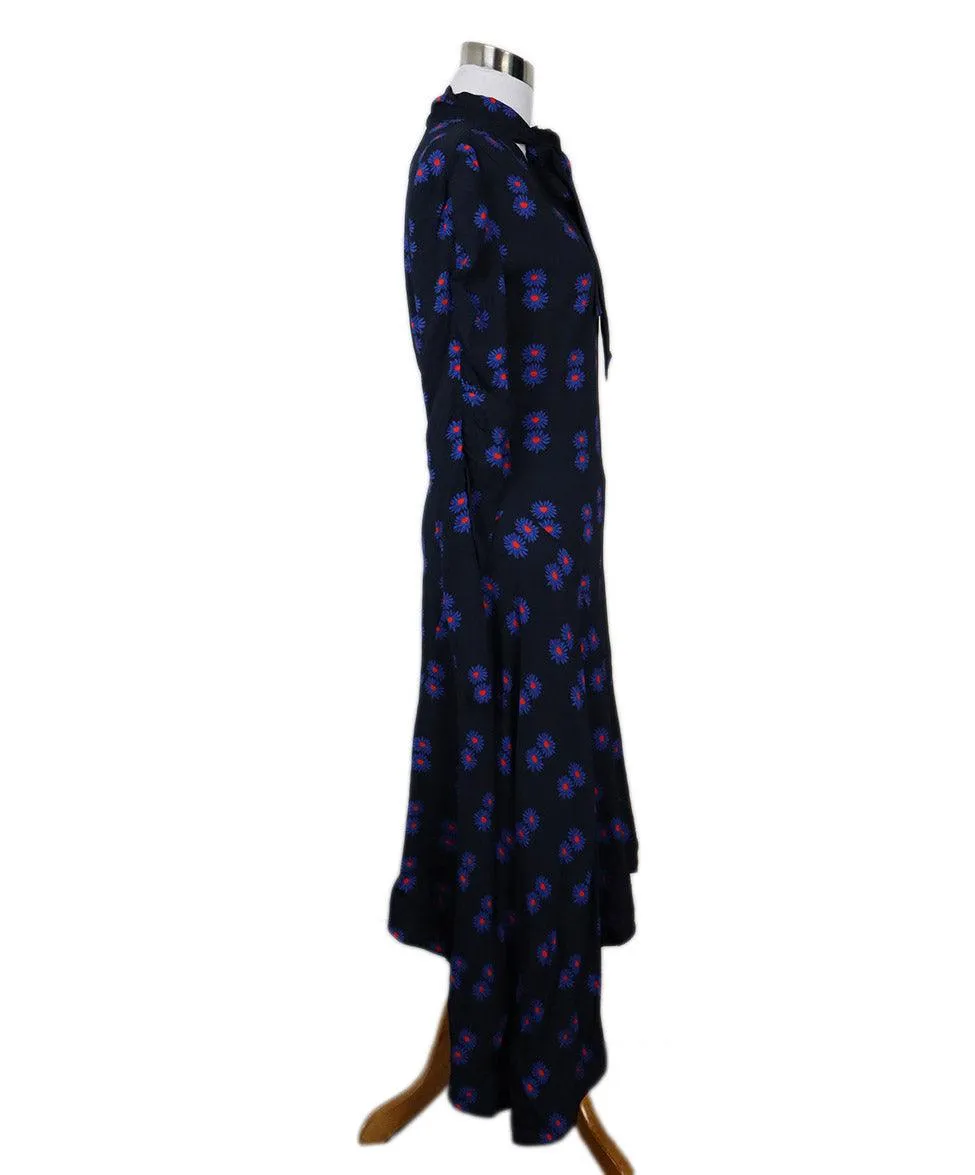 La Double J Navy & Red Floral Print Dress sz 2