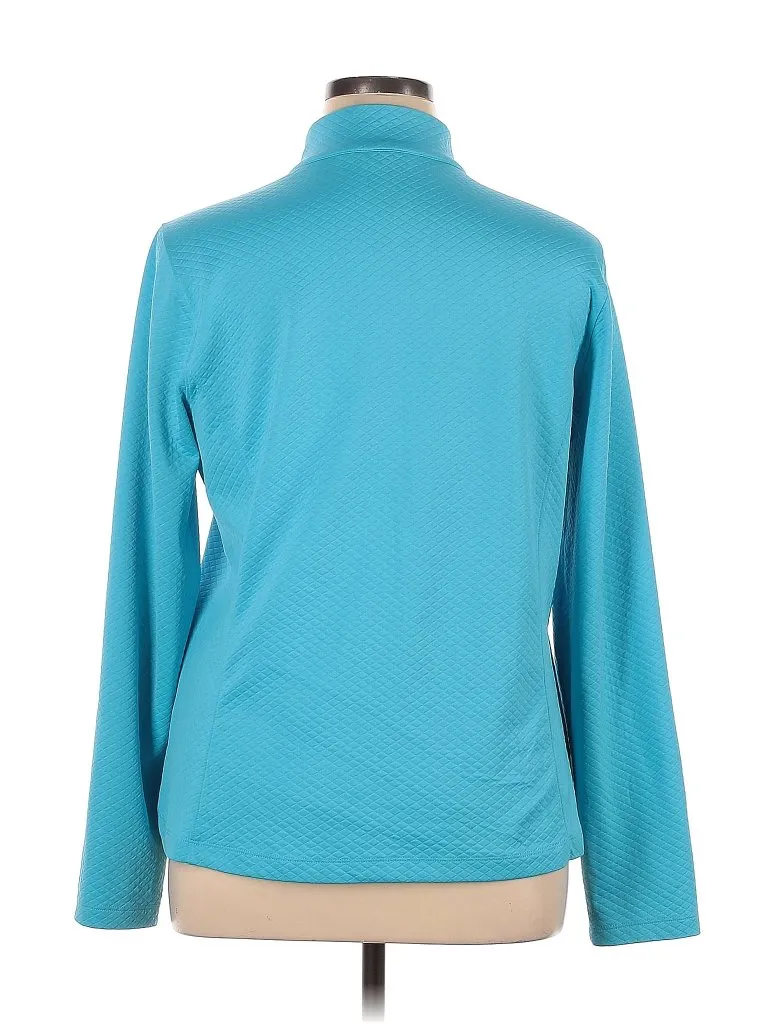 Lady Hagen Aqua Blue Textured Zip Mock Golf Pullover Size XL