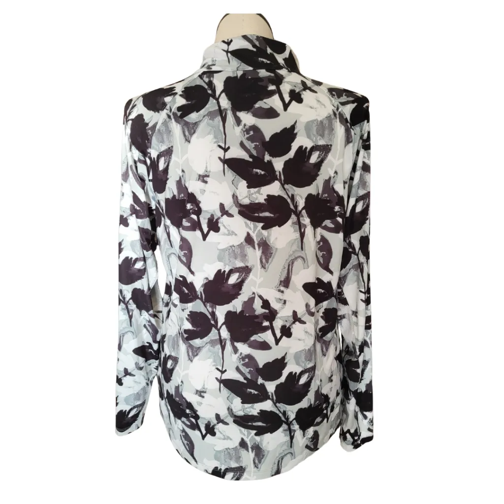 Lady Hagen Black, Gray, & White Floral Women's Golf Pullover Size XL