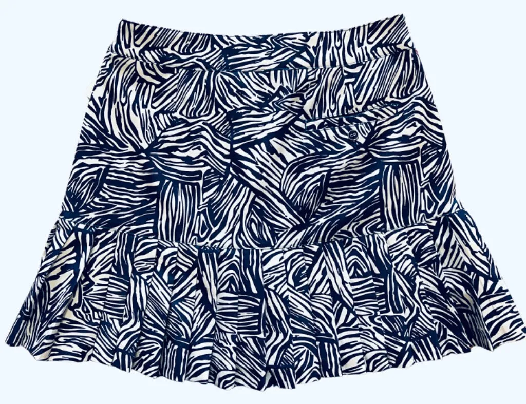 Lady Hagen Blue Zebra Print Pleated Golf Skort Size 4