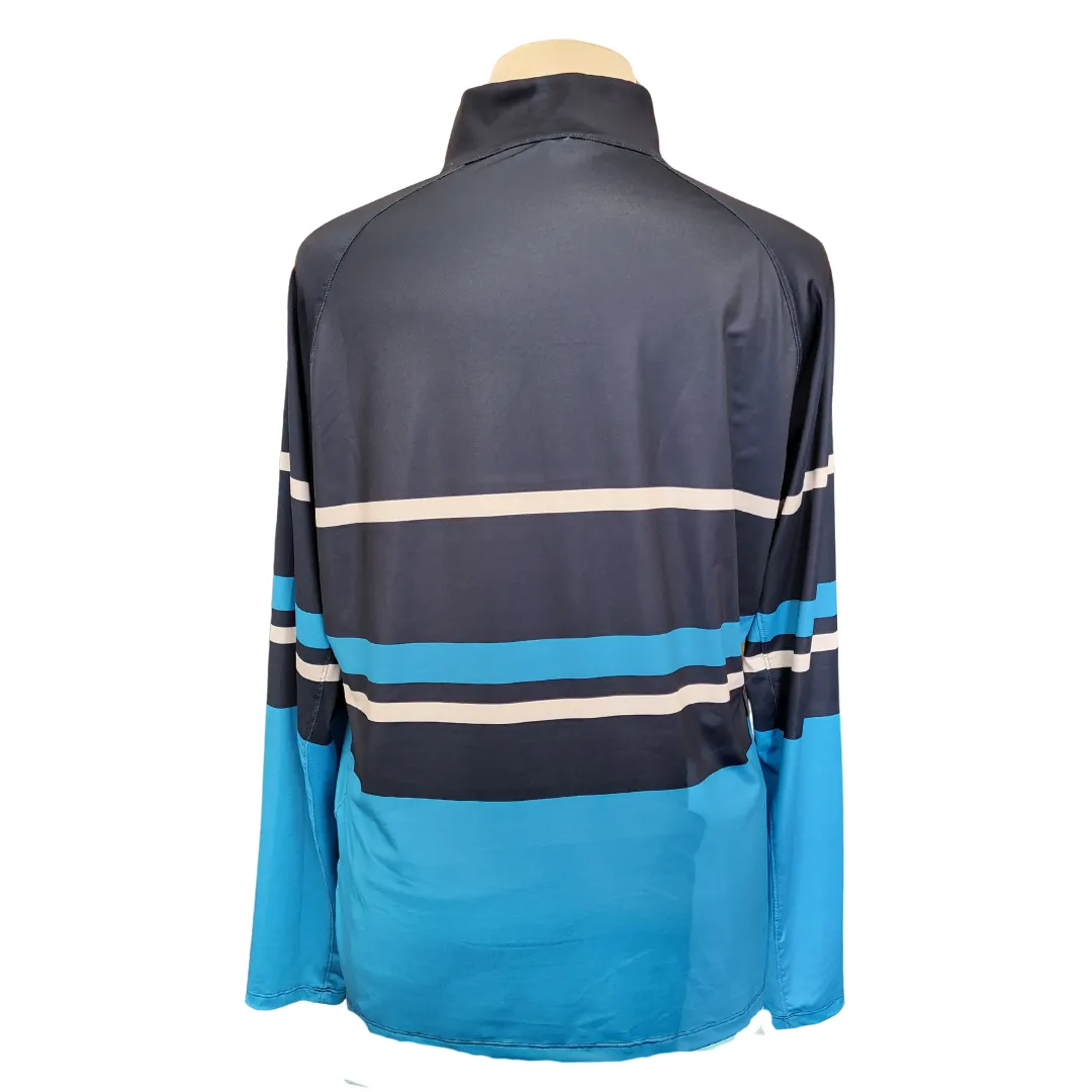 Lady Hagen Navy, Blue & White Striped Zip Mock Golf Pullover Size XXL