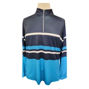 Lady Hagen Navy, Blue & White Striped Zip Mock Golf Pullover Size XXL