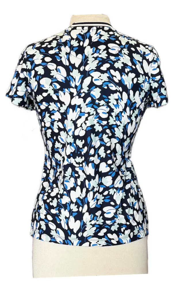 Lady Hagen Navy Blue Multicolored Women's Short Sleeve Top Size S