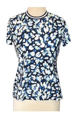 Lady Hagen Navy Blue Multicolored Women's Short Sleeve Top Size S