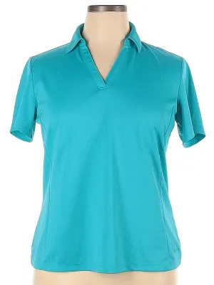 Lady Hagen V-neck Polo in Jade Green. Size XL