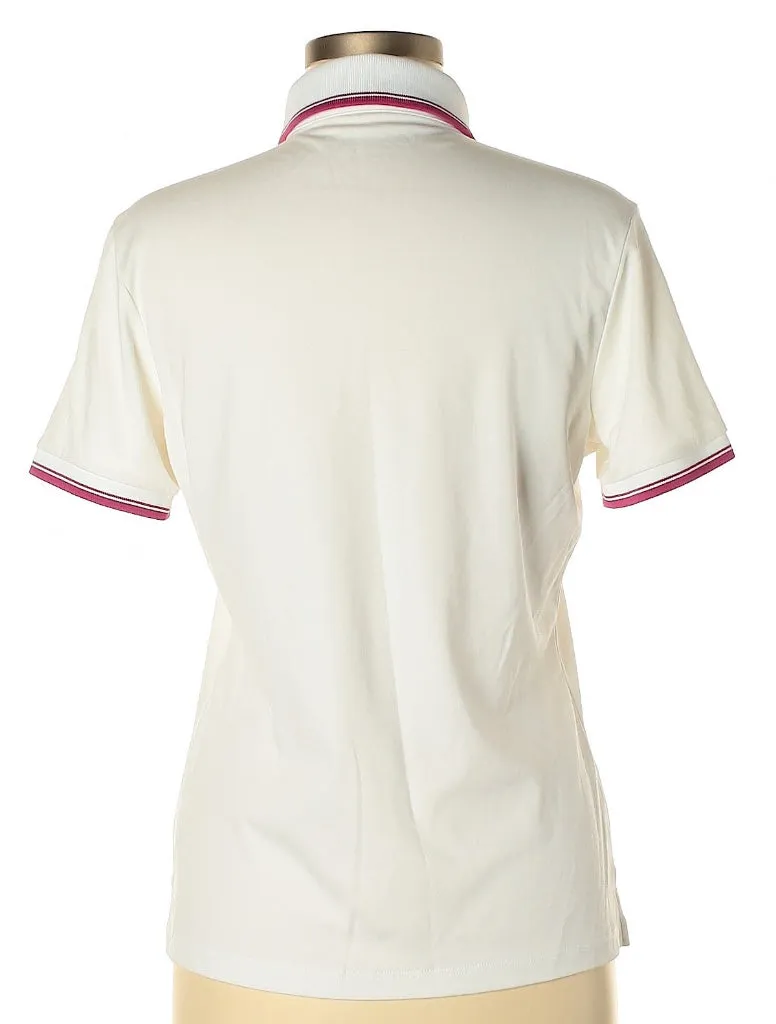 Lady Hagen White Polo with Pink Trim & Ribbon Logo