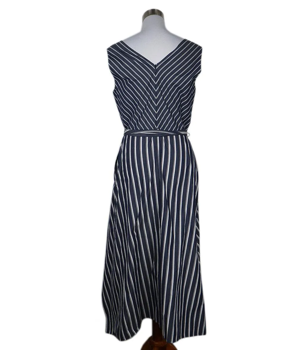 Lafayette Blue & White Striped Cotton Dress sz 8