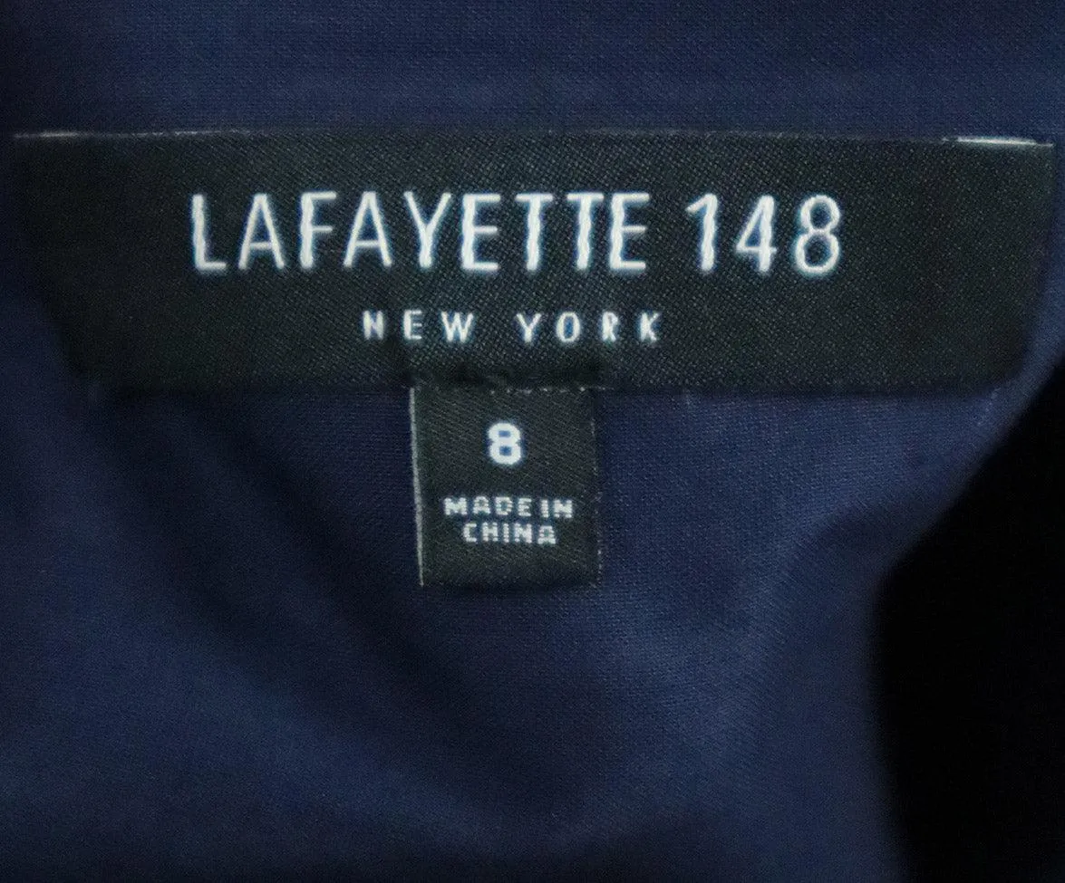 Lafayette Blue & White Striped Cotton Dress sz 8