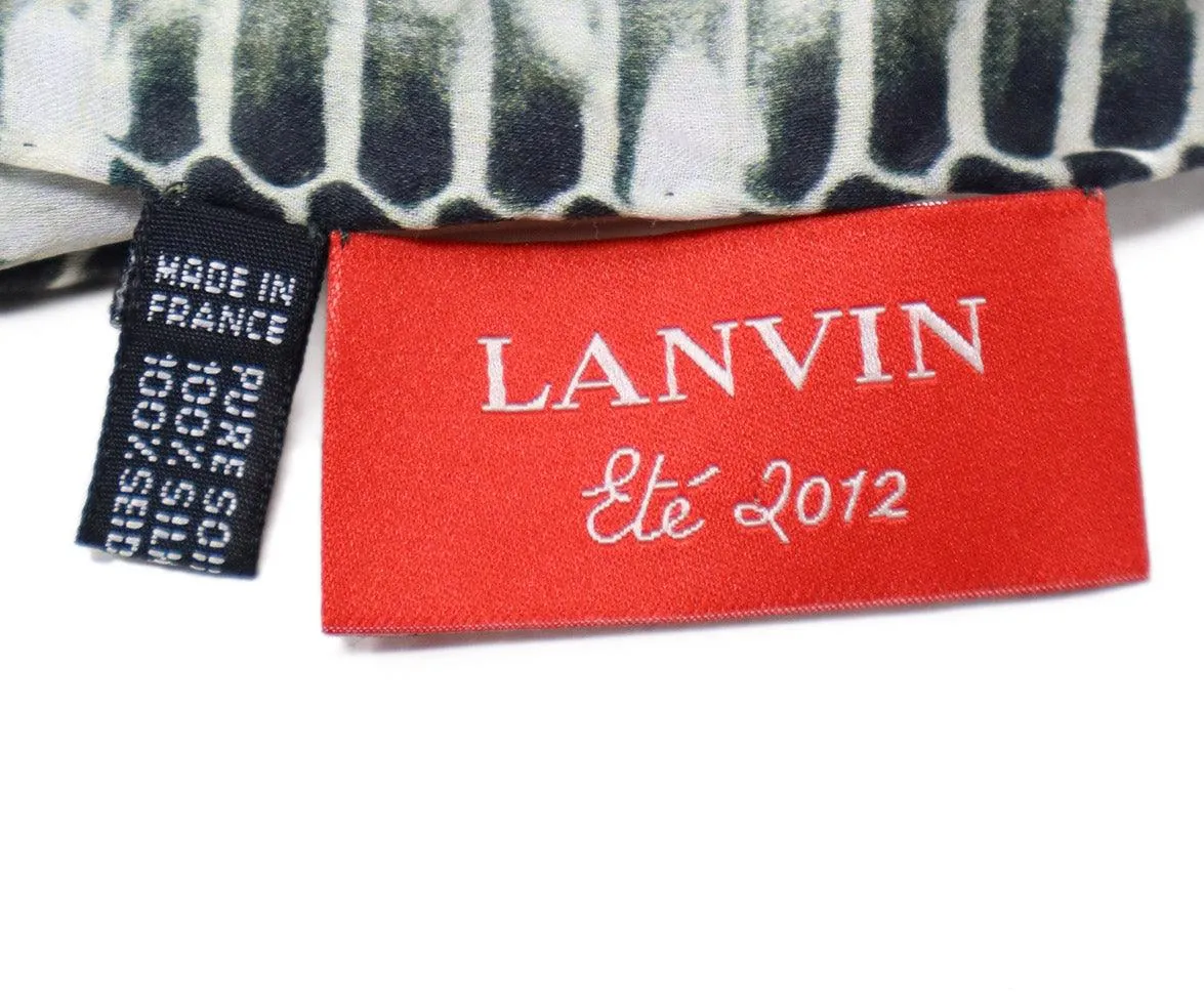 Lanvin Olive & Champagne Silk Scarf