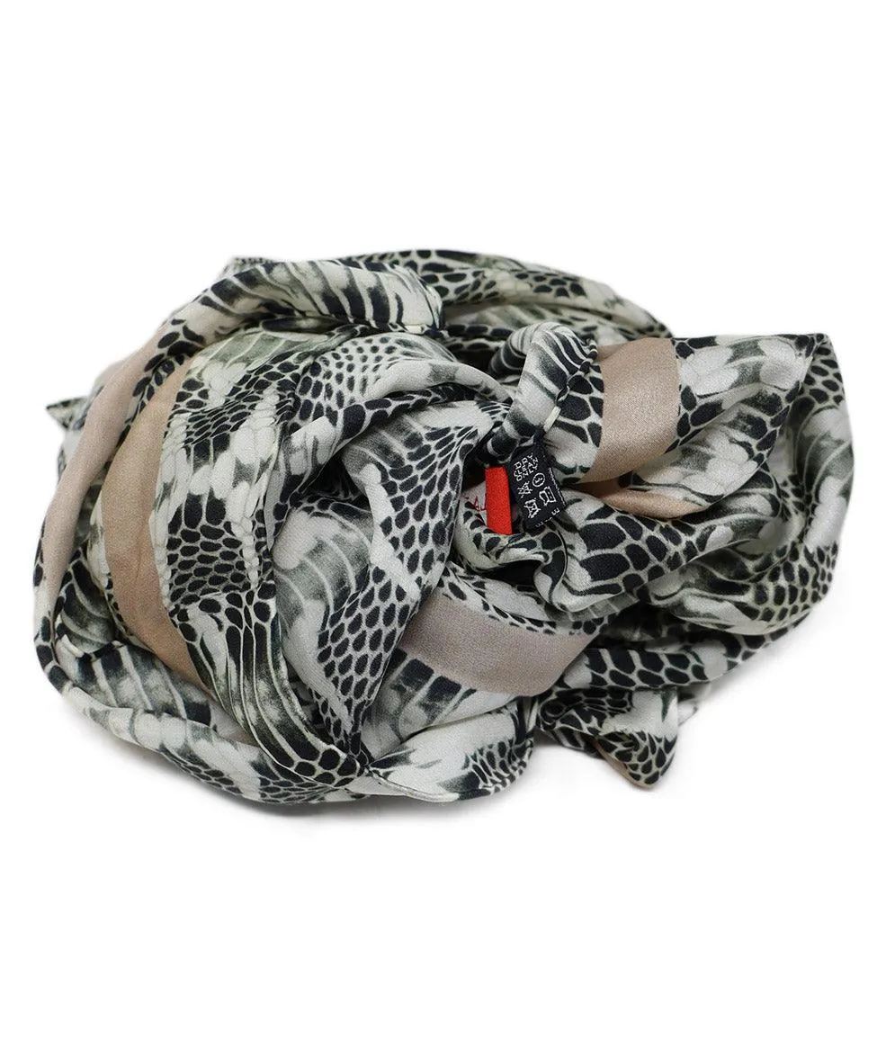Lanvin Olive & Champagne Silk Scarf