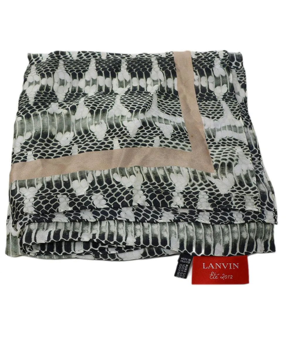 Lanvin Olive & Champagne Silk Scarf