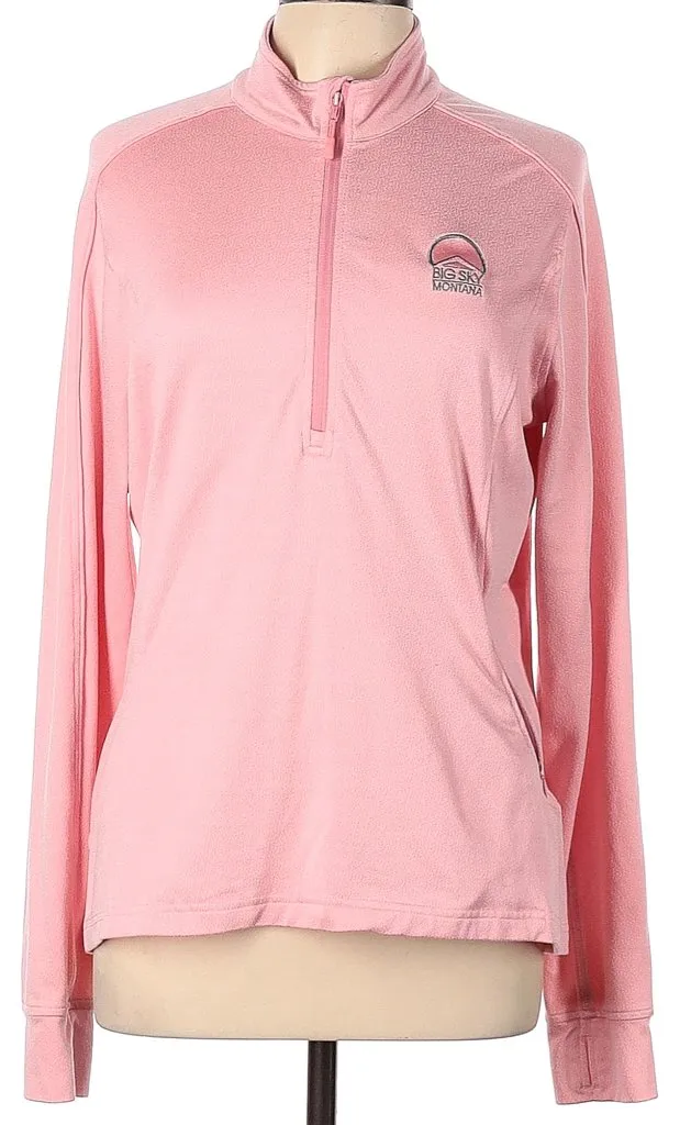Levelwear Pink Half Zip Pullover w/ Big Sky Logo Size L. MSP$78