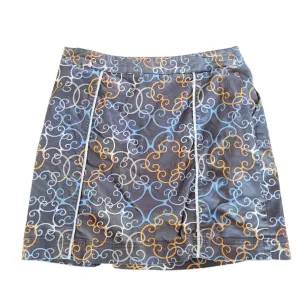 Lija Gray, Orange, Blue & White Symmetrical Swirl Print Women's Skort Size 4