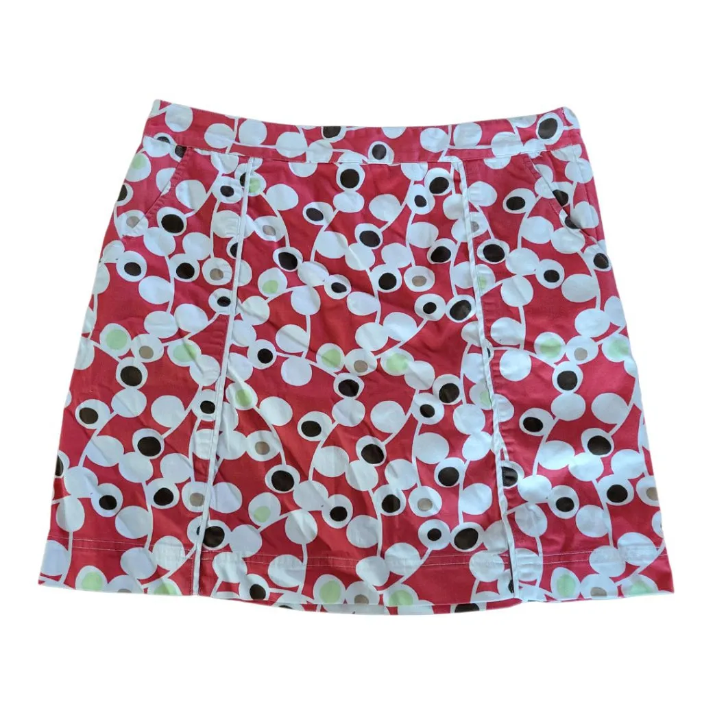 Lija Pink, Green, Brown & White Abstract Foliage Print Women's Skort Size 4