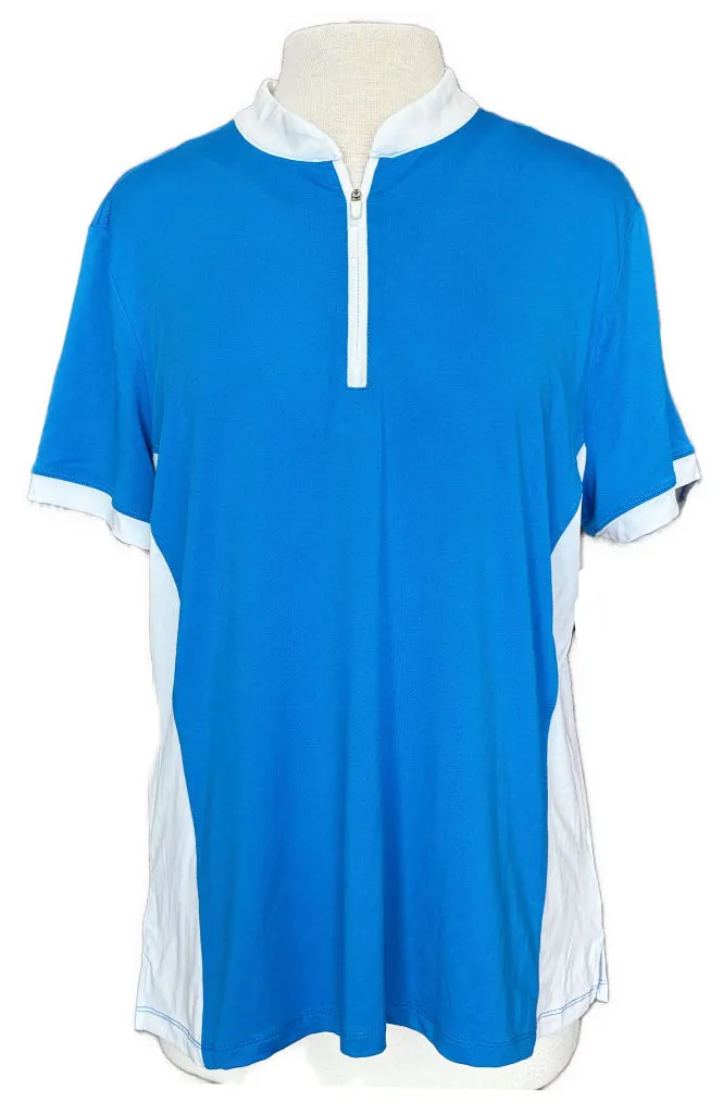 Lillie James Blue & White Short Sleeve Golf Top Size XL