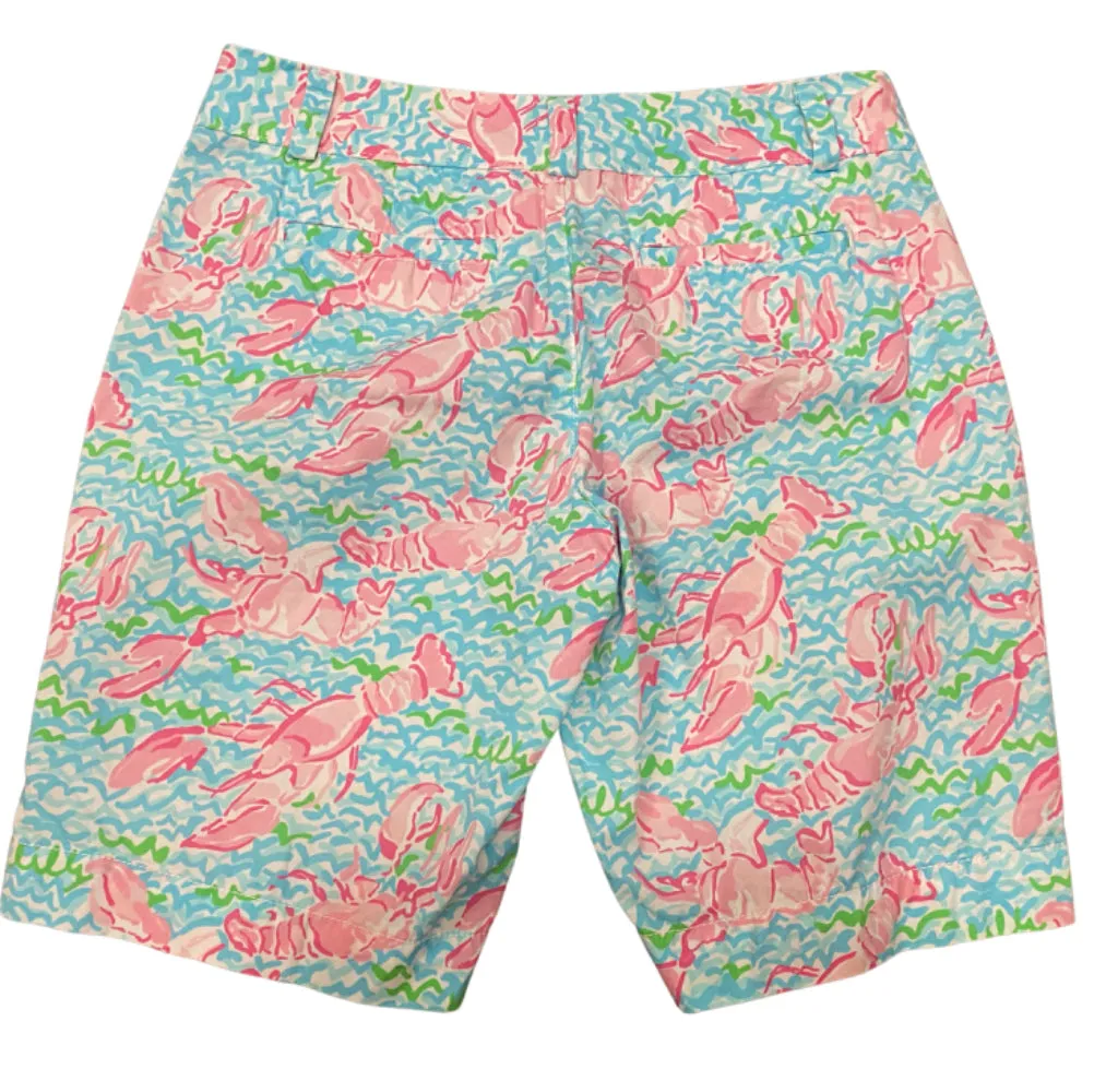 Lilly Pulitzer Blue Chipper Shorts with Pink Lobsters Size 4