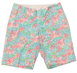 Lilly Pulitzer Blue Chipper Shorts with Pink Lobsters Size 4